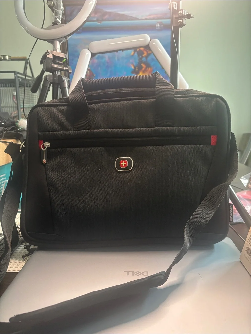 SwissGear Black Laptop Bag with Red Trim - Men's Briefcase